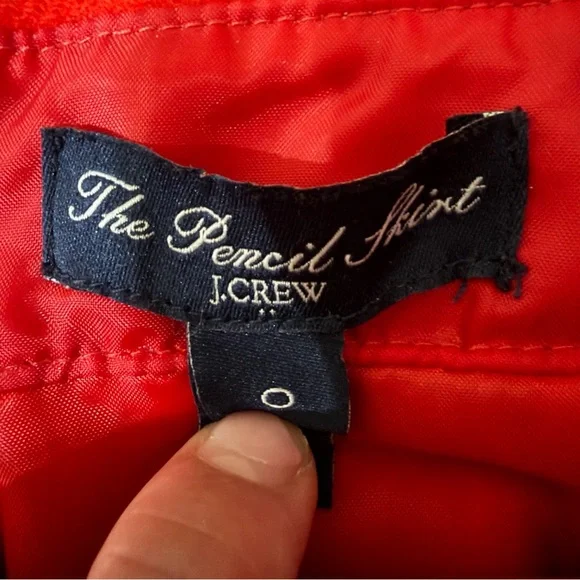 J. Crew The Pencil Skirt Red Wool Professional Skirt Size 0 - Picture 6 of 8